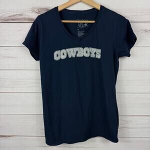 Women's Dallas Cowboys Rhinestone V Neck‎ T-Shirt Size Medium